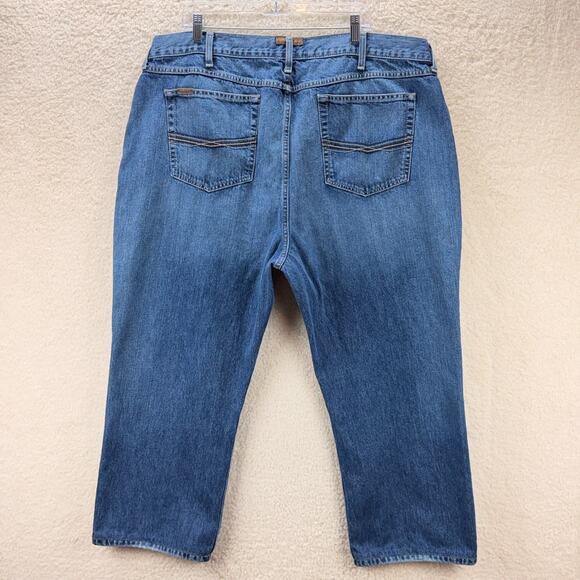 Ariat Legacy M4 Relaxed Boot Cut Blue Jeans Mens 44 x 30 Whiskering Classic Logo - Picture 2 of 14